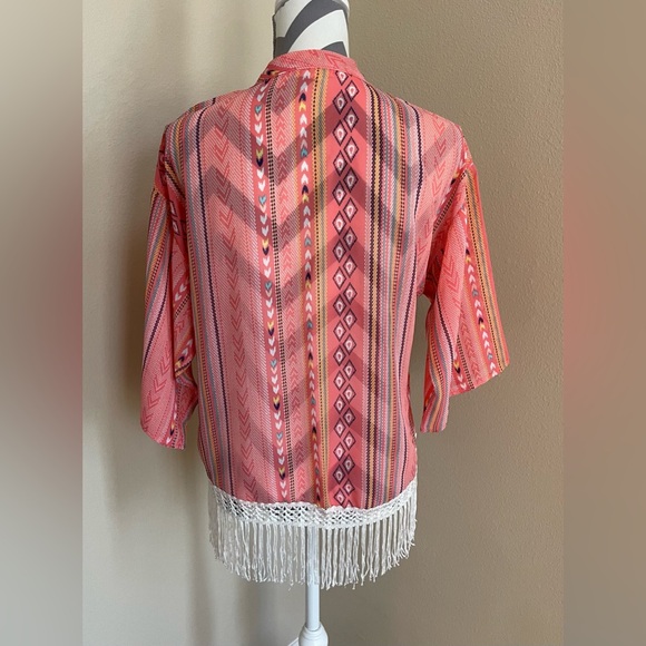 L8Ter Geometric Print Cardigan - Swim Suit Cover Up - Size: Medium - Picture 2 of 6